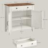 VASAGLE Sideboard Schubladen verstellbare Ablage Landhausstil vintageweiß‑honigbraun