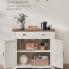 VASAGLE Sideboard Schubladen verstellbare Ablage Landhausstil vintageweiß‑honigbraun