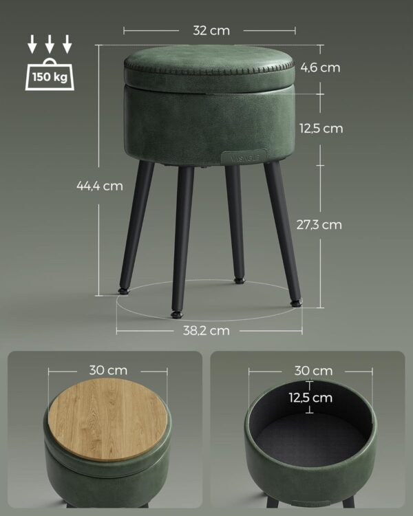 VASAGLE Sitzbank Stauraum Kunstleder Mid‑Century‑Modern 150 kg Stahlbeine