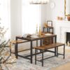 VASAGLE Sitzbänke 2er Set – stabiles Stahlgestell, Industrie‑Design, Dunkelbraun, 32,5 x 108 x 50 cm