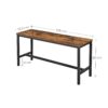 VASAGLE Sitzbänke 2er Set – stabiles Stahlgestell, Industrie‑Design, Dunkelbraun, 32,5 x 108 x 50 cm