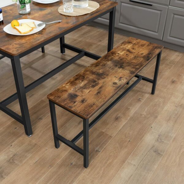 VASAGLE Sitzbänke 2er Set – stabiles Stahlgestell, Industrie‑Design, Dunkelbraun, 32,5 x 108 x 50 cm