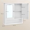 VASAGLE Spiegelschrank 2‑türig mit offenem Fach, verstellbare Ablage, wandmontierbar, 15×65×75 cm, weiß