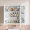 VASAGLE Spiegelschrank Badezimmer 3‑Türig verstellbare Regale modern weiß