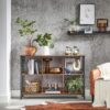 VASAGLE Standregal 2‑Ebenen 6‑Fächer 33×120×80 cm Vintagebraun‑Schwarz