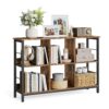 VASAGLE Standregal 2‑Ebenen 6‑Fächer 33×120×80 cm Vintagebraun‑Schwarz
