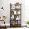 VASAGLE Standregal 5‑Ebenen Metallgestell Vintagebraun‑Tintenschwarz