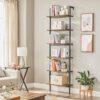 VASAGLE Standregal 6‑fach Leiterregal, Industrie‑Design, 30 × 60 × 204 cm