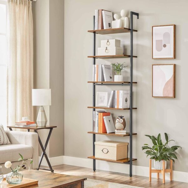 VASAGLE Standregal 6‑fach Leiterregal, Industrie‑Design, 30 × 60 × 204 cm