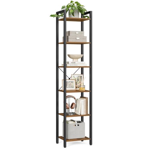 VASAGLE Standregal 6‑stufig, offene Ablagen, 30 x 40 x 186 cm – Büro & Wohnraum