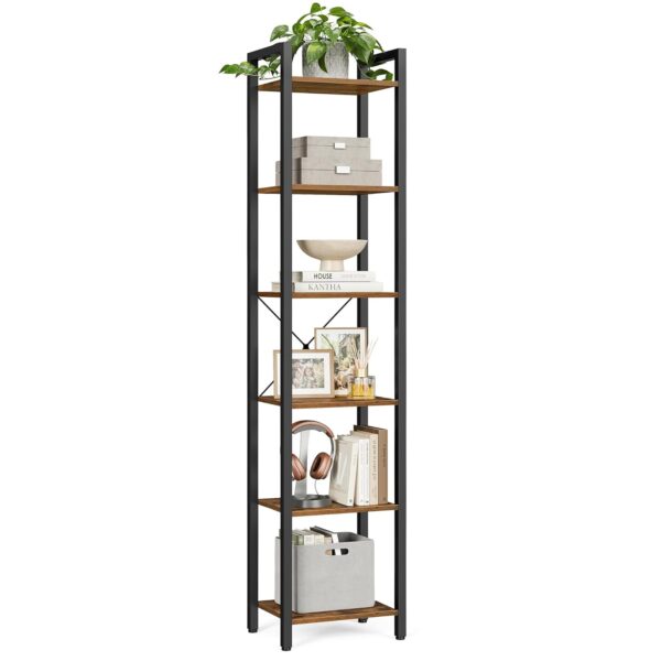 VASAGLE Standregal 6‑stufig, offene Ablagen, 30 x 40 x 186 cm – Büro & Wohnraum