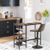 VASAGLE Stehtisch 110x48x90 cm Bar‑ & Flaschenhalter, Industrie‑Style, braun‑schwarz