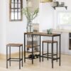 VASAGLE Stehtisch 110x48x90 cm Bar‑ & Flaschenhalter, Industrie‑Style, braun‑schwarz