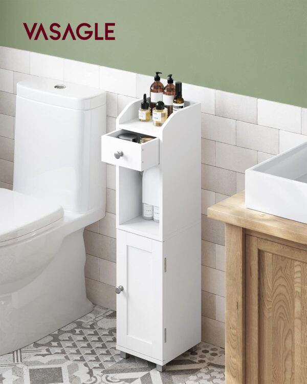 VASAGLE Toilettenschrank mit verstellbarer Ablage, wasserdichten Füßen, weiß