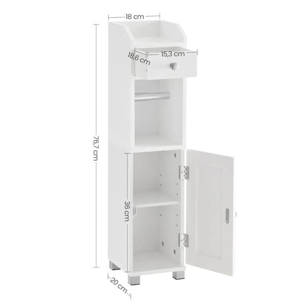 VASAGLE Toilettenschrank mit verstellbarer Ablage, wasserdichten Füßen, weiß
