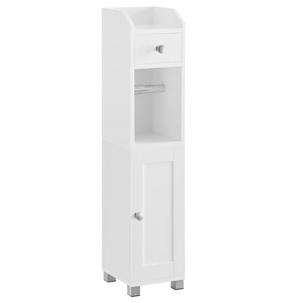 VASAGLE Toilettenschrank mit verstellbarer Ablage, wasserdichten Füßen, weiß