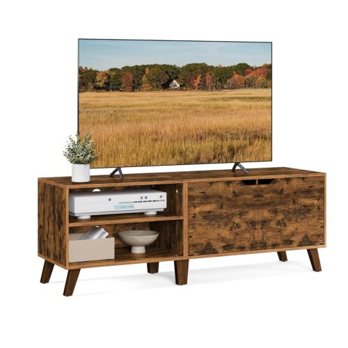 VASAGLE TV‑Schrank 140 cm, 2 Türen, verstellbare Ablagen, bis 60 Zoll, vintagebraun