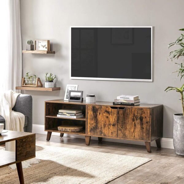 VASAGLE TV‑Schrank 140 cm, 2 Türen, verstellbare Ablagen, bis 60 Zoll, vintagebraun
