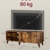 VASAGLE TV‑Schrank 140 cm, 2 Türen, verstellbare Ablagen, bis 60 Zoll, vintagebraun