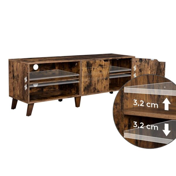 VASAGLE TV‑Schrank 140 cm, 2 Türen, verstellbare Ablagen, bis 60 Zoll, vintagebraun