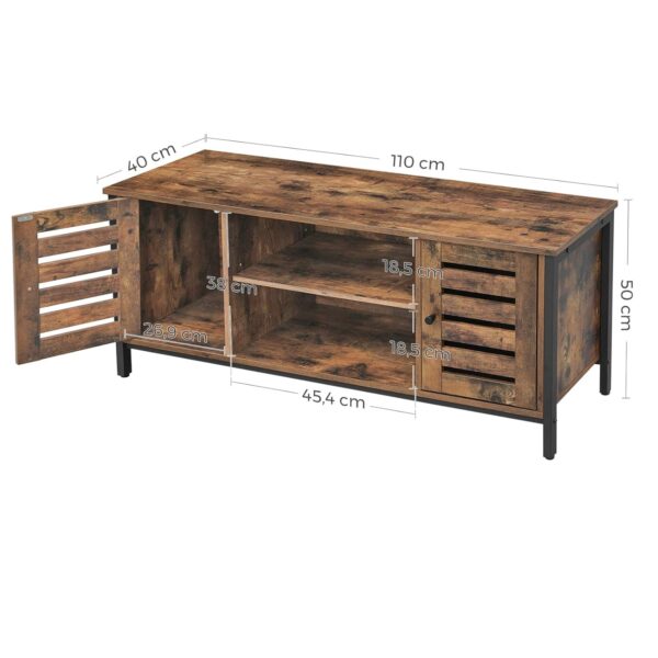 VASAGLE TV‑Schrank 2 Türen, 2 Regale, Industrie‑Design, Vintage Braun/Schwarz