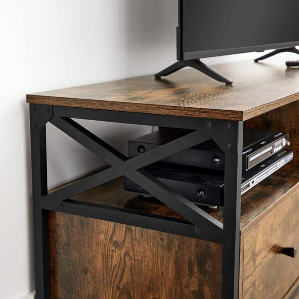 VASAGLE TV‑Schrank Lowboard 65 Zoll 147 cm, 3 Schubladen, Stahlgestell