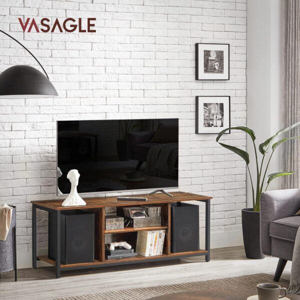 VASAGLE TV‑Schrank offene Fächer bis 55‑Zoll Industrie‑Design vintage Braun‑Schwarz