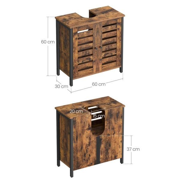 VASAGLE Unterschrank 2‑Lamellentüren, verstellbare Ebene, vintagebraun‑schwarz
