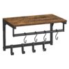 VASAGLE Wandgarderobe 8 Haken + Regal, rustikales Braun/Schwarz, 40×24×24 cm