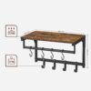 VASAGLE Wandgarderobe 8 Haken + Regal, rustikales Braun/Schwarz, 40×24×24 cm