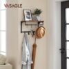 VASAGLE Wandgarderobe 8 Haken + Regal, rustikales Braun/Schwarz, 40×24×24 cm