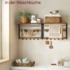 VASAGLE Wandgarderobe mit Ablage, 10 abnehmbaren Haken & Kleiderstange
