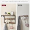 VASAGLE Wandgarderobe mit Ablage, 10 abnehmbaren Haken & Kleiderstange