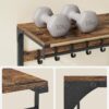 VASAGLE Wandgarderobe mit Ablage, 10 abnehmbaren Haken & Kleiderstange
