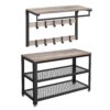VASAGLE Wandgarderobe & Schuhbank, 10 Haken, 3‑Ebenen‑Schuhregal, Industrie‑Design