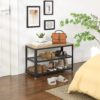 VASAGLE Wandgarderobe & Schuhbank, 10 Haken, 3‑Ebenen‑Schuhregal, Industrie‑Design