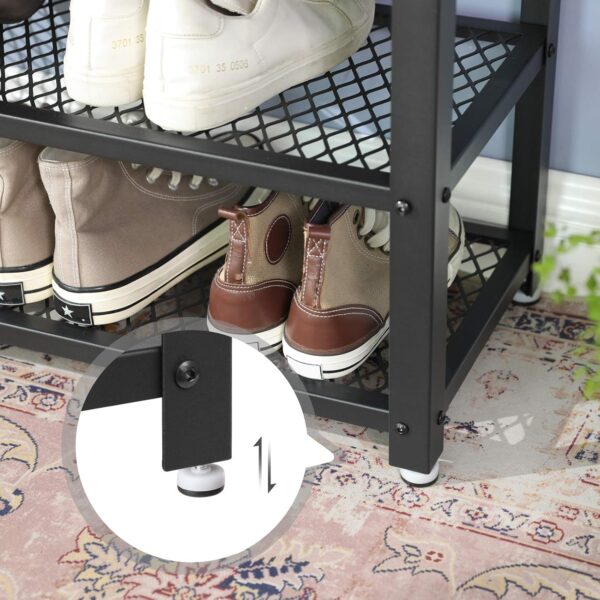 VASAGLE Wandgarderobe & Schuhbank, 10 Haken, 3‑Ebenen‑Schuhregal, Industrie‑Design