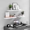 VASAGLE Wandregal 40×20 cm Weiß MDF Modernes Schwebend, Bücher & Deko