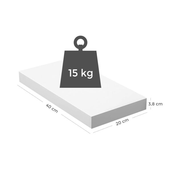 VASAGLE Wandregal 40×20 cm Weiß MDF Modernes Schwebend, Bücher & Deko