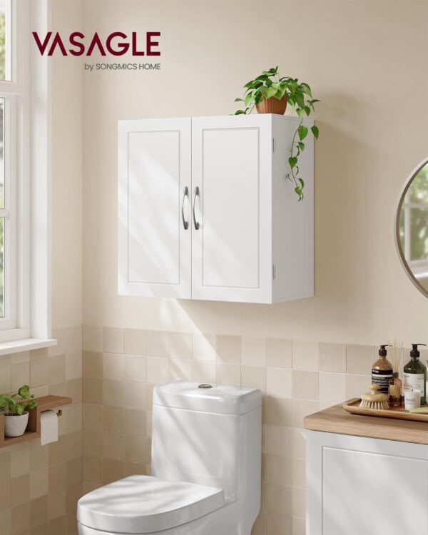 VASAGLE Wandschrank für Bad 30 x 60 x 60 cm verstellbare Regale, wolkenweiß