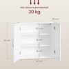 VASAGLE Wandschrank für Bad 30 x 60 x 60 cm verstellbare Regale, wolkenweiß