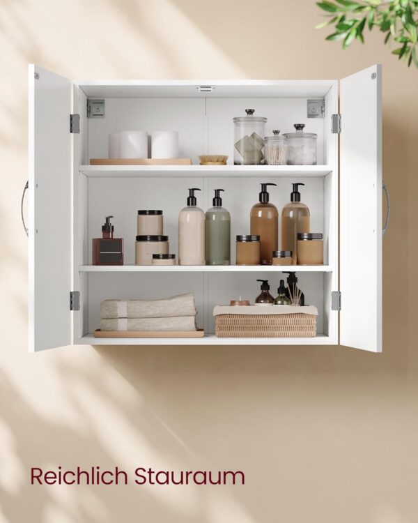 VASAGLE Wandschrank für Bad 30 x 60 x 60 cm verstellbare Regale, wolkenweiß