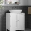 VASAGLE Waschbeckenunterschrank 30×60×60 cm 2‑türig verstellbare Ablage Weiß