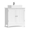 VASAGLE Waschbeckenunterschrank 30×60×60 cm 2‑türig verstellbare Ablage Weiß
