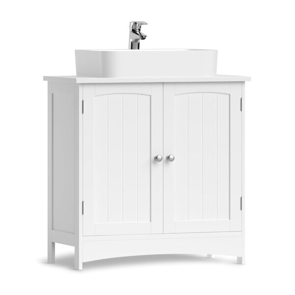 VASAGLE Waschbeckenunterschrank 30×60×60 cm 2‑türig verstellbare Ablage Weiß