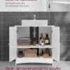 VASAGLE Waschbeckenunterschrank 30×60×60 cm 2‑türig verstellbare Ablage Weiß
