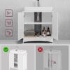 VASAGLE Waschbeckenunterschrank 30×60×60 cm 2‑türig verstellbare Ablage Weiß