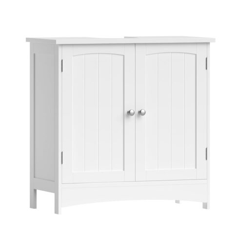 VASAGLE Waschbeckenunterschrank 30×60×60 cm 2‑türig verstellbare Ablage Weiß