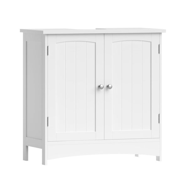 VASAGLE Waschbeckenunterschrank 30×60×60 cm 2‑türig verstellbare Ablage Weiß