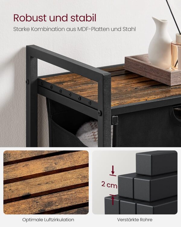 VASAGLE Wäschekorb 2‑fach, abnehmbarer Sack, Metallrahmen, tintenschwarz‑Vintage VASAGLE Wäschekorb 2‑fach, abnehmbarer Sack, Metallrahmen, tintenschwarz‑Vintage